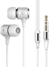 Long Cord Wired Earbuds no 6.5FT White without Microphone, White,Brown