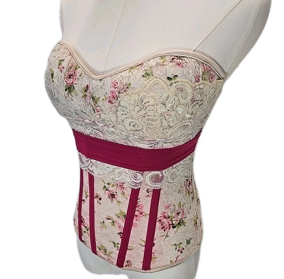 Кокетка женщин корсет Топ Sz S романтический сад фея цветочный кружева мягкий девочка - Изображение 3 из 4