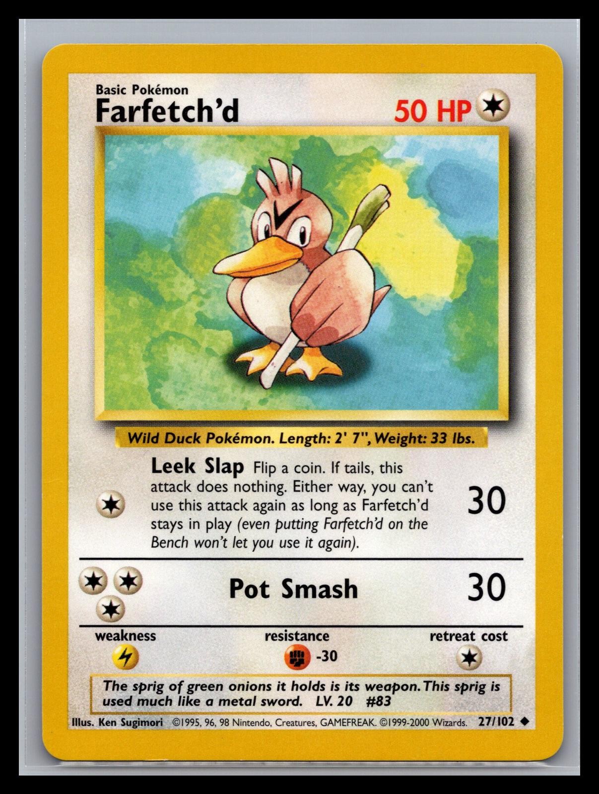 Farfetch'd 27/102 Uncommon Base Set Unlimited Pokemon Lightly Played