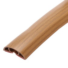 10ft Floor Cord Cover, Self Adhesive 0.5" W x 0.3" H, Brown Wood