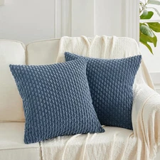 2 Packs Dusty Blue Decorative Throw Pillow Covers 18x18 Inch for Couch Bed So...