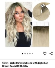 2 Boxes 100g Human Hair Tape In Extensions Rooted Platinum Blonde 16  18 In