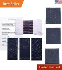 Sashiko kit, Yokota Sashiko Thread and Template Yume Fukin with English Manu...