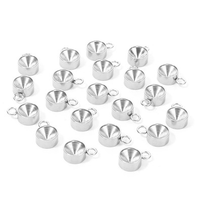 20Pcs/Lot Stainless Steel Crystal Cabochon Setting round Circle Point Back Bezel