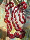 ANTIQUE NECKLACE 56" NEIGER egyptian revival scarab ruby red yellow GLASS BEAD — photo 9