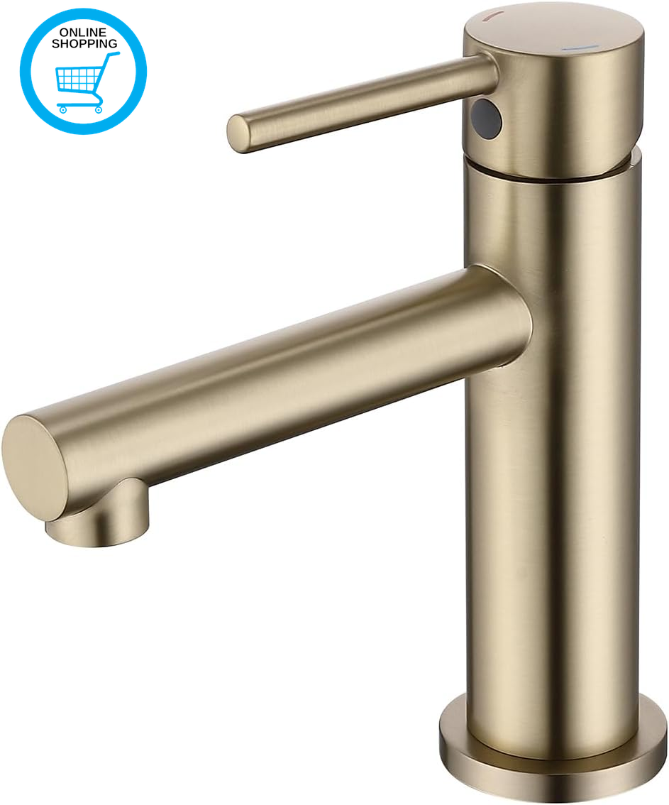 Basin Taps Mixer Brushed Gold Bathroom Sink Mixer Tap Modern Cloakroom Faucet Si