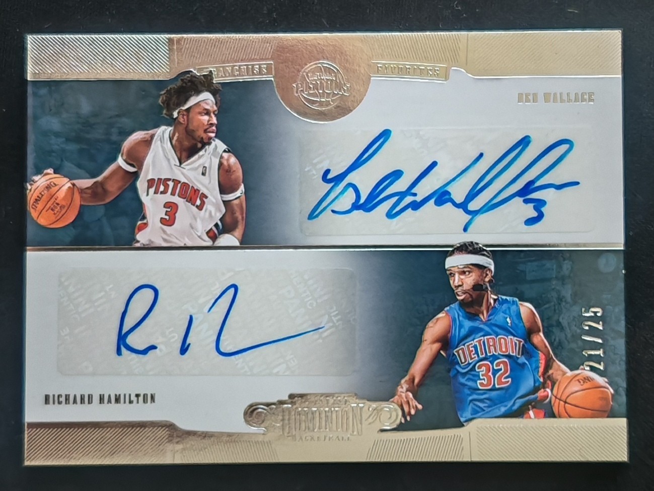2017-18 Panini Dominion Ben Wallace / Richard Hamilton Dual Autograph Auto 21/25