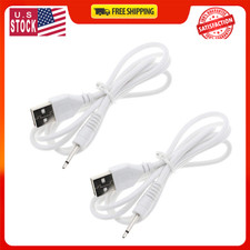 2pcs Replacement DC Charging Cable USB Charger Cord - 2.5mm White