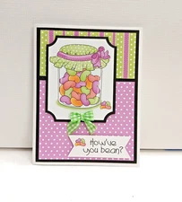 Card Kit  Jelly Bean Jar  "How've you bean"   Total 4 cards and envelopes
