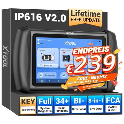 XTOOL IP616 V2.0 Bidirektionales Scan-Tool Vollständiger OBD2 Diagnosegerät
