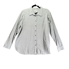 Loft Top Womens XL Gray Polka Dot Long Sleeve Button-Up Lightweight *NWT*