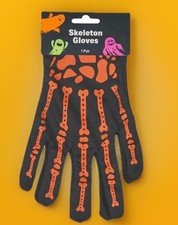 SKELETON GLOVES black orange Halloween 1 Pair Costume Lightweight Motorcycle