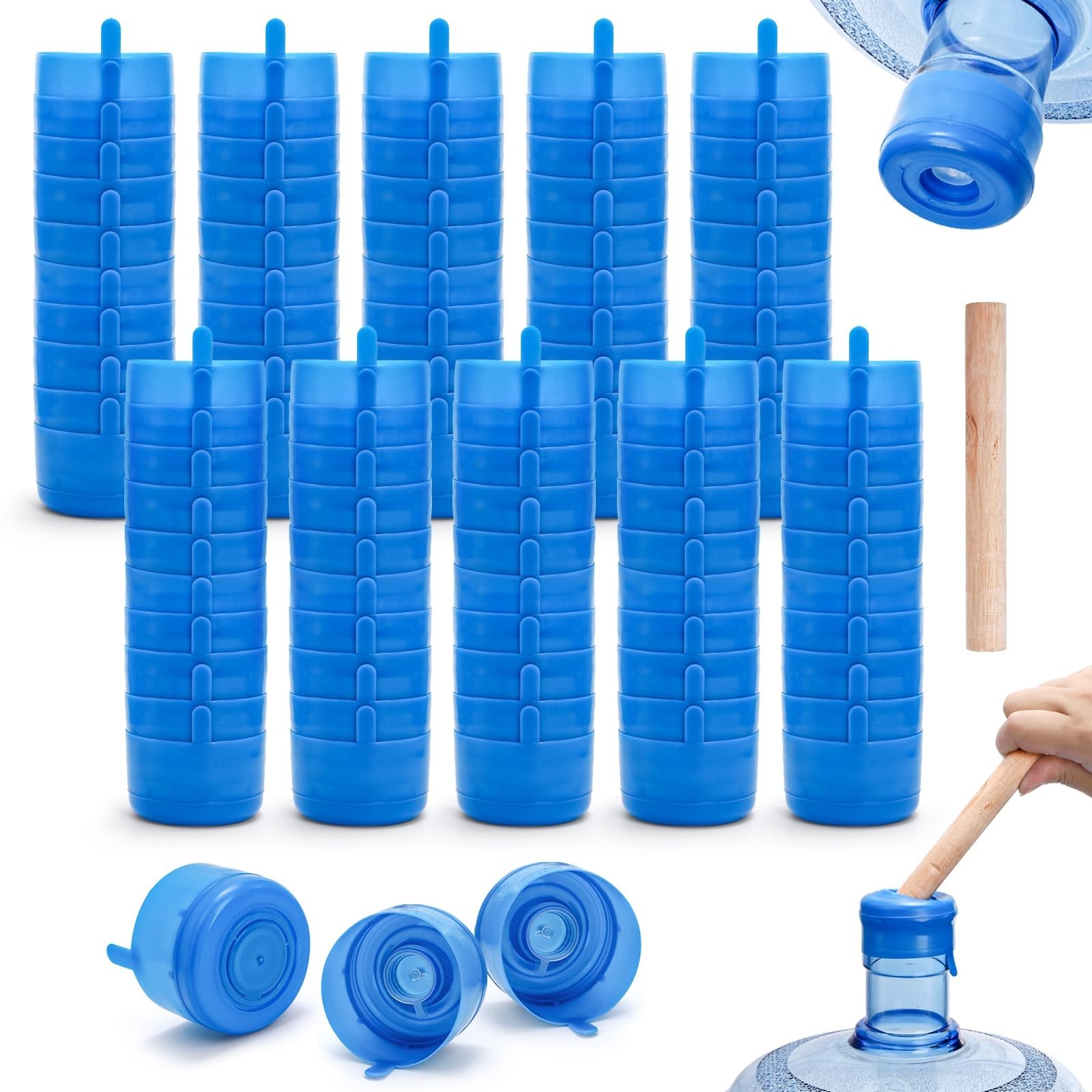 100 Pack Water Bottle Caps, 55Mm 3&5 Gallon Non Spill Water 