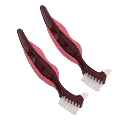  2 Pcs Mundpflegehilfe Prothesenbürste Prothesenzahnbürste Falsche