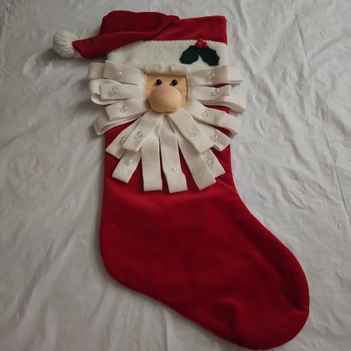 Calza Natalizia Prima Creations Faccia di Babbo Natale Velluto Rosso Vacanze - Foto 1 di 6