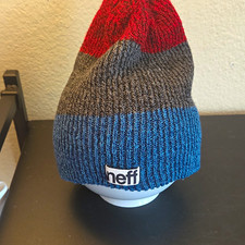 Neff Striped Beanie Hat Men One Size Blue Gra...