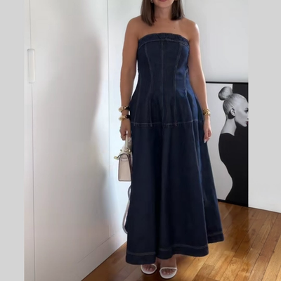 BNWT H&M Midi Denim Bandeau Dress Dark Blue Sizes S, M | eBay BNWT H&M Midi Denim Bandeau Dress Dark Blue Sizes S, M | eBay