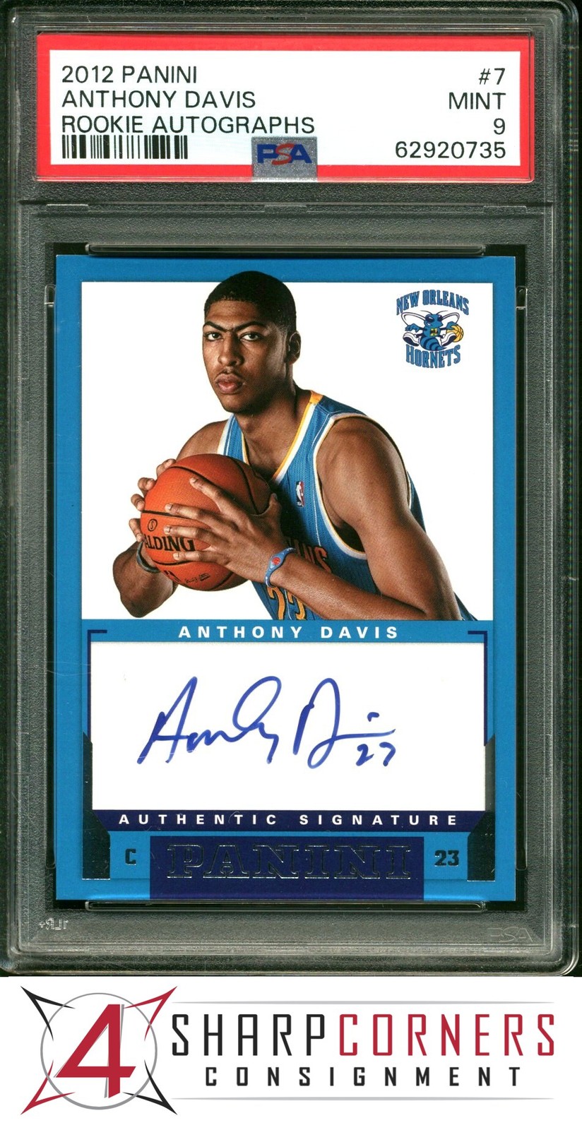 2012 PANINI ROOKIE AUTOGRAPHS #7 ANTHONY DAVIS RC PSA 9