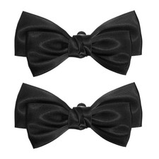 2 Pcs Women Bow Shoe Clips Satin Elegant Detachable Bowknot Shoe Clips Black