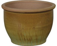 Pflanztopf FloraSelf Roma Keramik Glasiert Ø 30 Cm H 22 Cm Gold