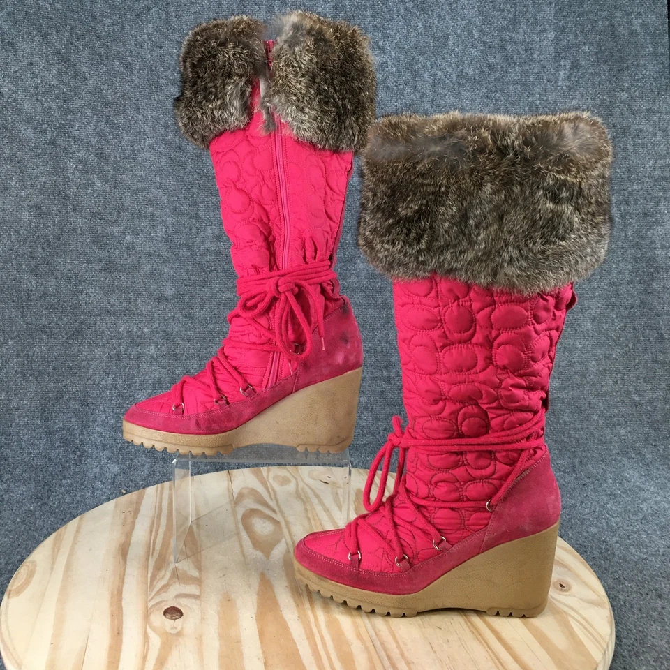 Botas Coach para Mujer 8 B Sofie Altas Pull On Acolchadas Invierno Bota de Cuña Rosa Italia Foto 2 de 4