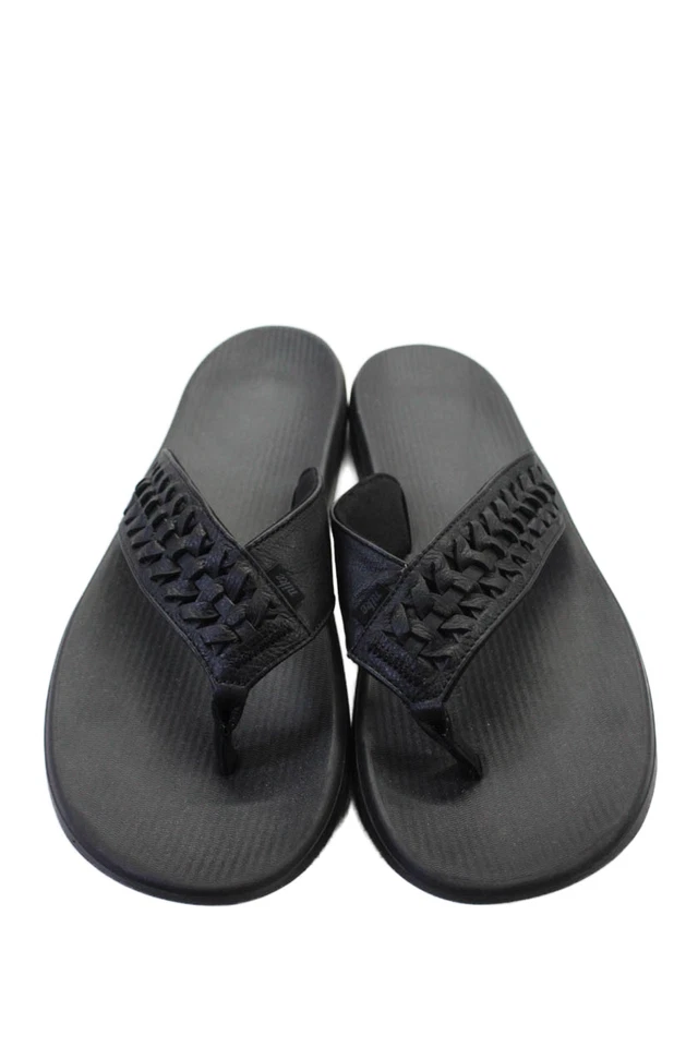 Nike Men's Braided T-Straps Leather Upper Rubber Sole Flip Flop Black Size 14 - Image 2 of 4