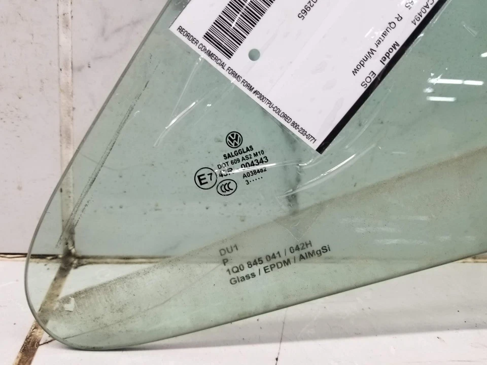 2014 VOLKSWAGEN EOS RIGHT PASSENGER SIDE QUARTER GLASS #010353 - Image 2 of 4