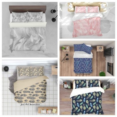 3D Feather Texture Pattern Colorful Quilt Cover Duvet Cover Comforter set