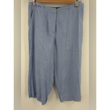 Ralph Lauren vintage linen wide leg cropped patch pocket blue pant women  s 4