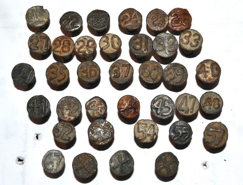 Lot Of 36 Railroad Date Nails --all different dates--variation of X nails