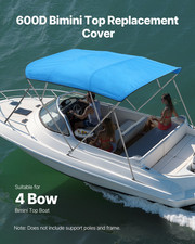 4 Bow Boat Bimini Tops, 600D Polyester Canopy, Waterproof  Sun Protection Boat