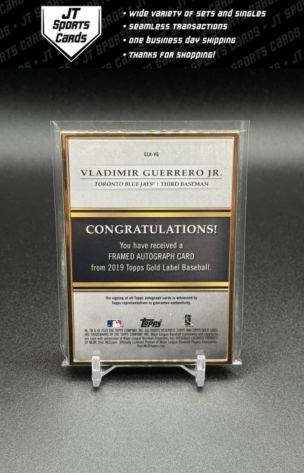 2019 Topps Gold Label Vladimir Guerrero Jr. GLA-VG RC Gold Framed Auto Blue Jays - Image 2 of 2