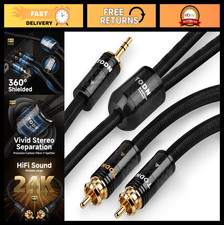 High-Quality RCA to AUX Cable 3.5mm Male to 2 RCA Male Stereo Audio 6.5ft