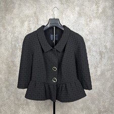 Class Roberto Cavalli Black Textured Peplum Jacket Blazer Size IT 46 US 12 Italy
