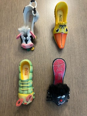 Shoo Shoo by Willow Hall, four miniature shoes, Creepy, Crawl, Quack, Moo