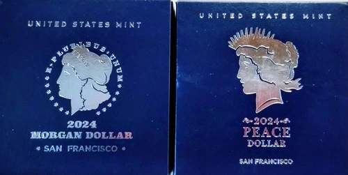 2024 S AMERICAN EAGLE MORGAN & PEACE DOLLAR PROOF COINS BOX/COA.