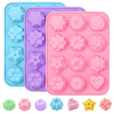 3PCS Flower Silicone Soap Molds for Soap Bath Bombs Shower Steamer Lotion Bars
