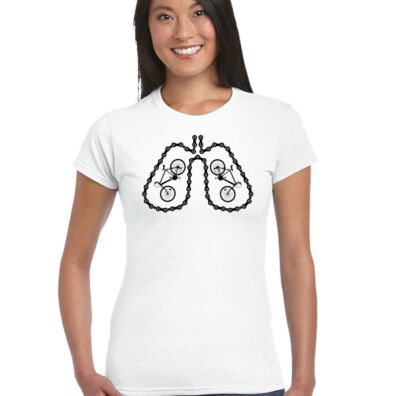 Damen Lustiges Fahrrad T-Shirt Lungs Cyclist MTB Rennrad Straße Racer BMX