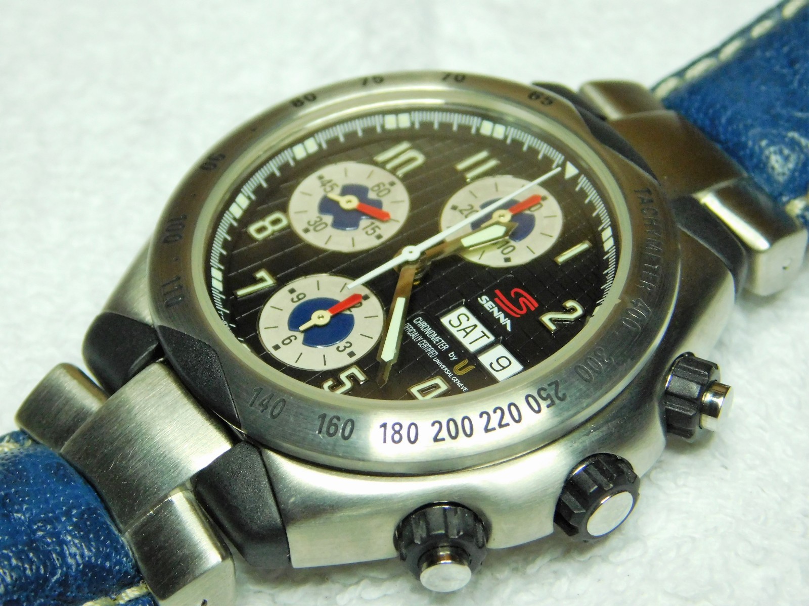 Universal Geneve Ayrton Senna 41 Racing Edition Chronograph Watch NEW w