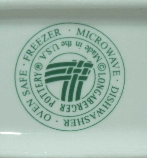 LONGABERGER POTTERY USA WOVEN TRADITIONS GREEN DESIGN BUTTER DISH w