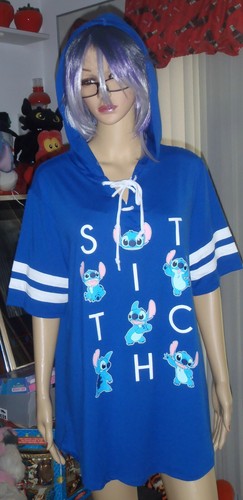 New DISNEY STITCH Ladies Lace up Hooded SHIRT TOP Junior XXL NWT - Picture 4 of 6