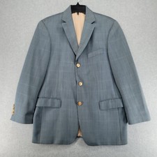 Hugo Boss Sport Coat Blazer Men 38 Blue Brown Plaid Super 100 Scorsese Wool