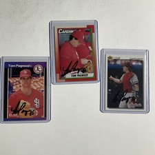 TOM PAGNOZZI SIGNED 3 CARD LOT 1988 LEAF 399 1991 UPPER DECK 379 1990 TOPPS 509