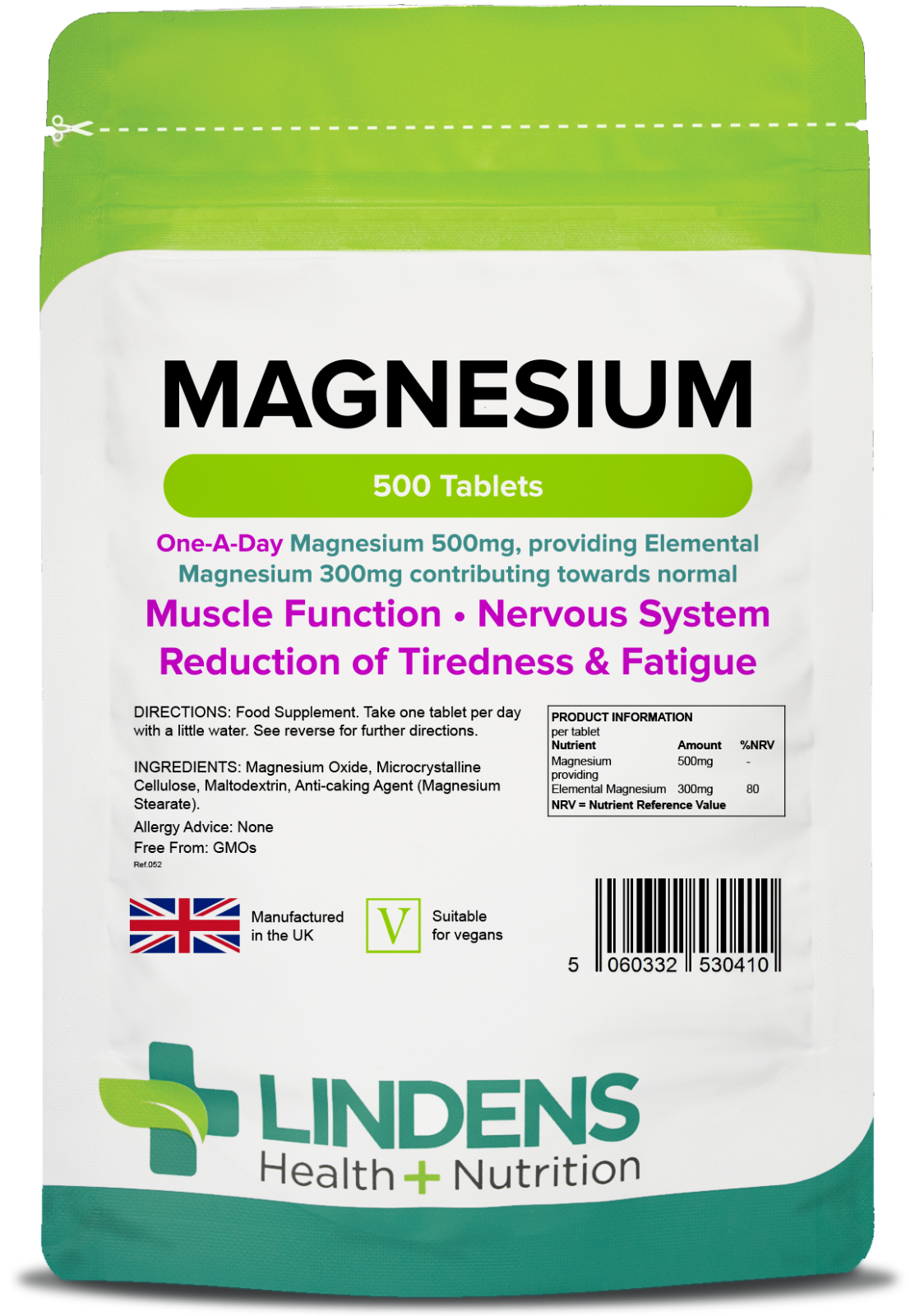Lindens Magnesium 500Mg Tablets | 500 Pack - Image 3