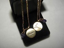 PISCES ZODIAC NECKLACE CRYSTAL STAR POSITION BIRTHSTONE ASTROLOGY GOLDTONE