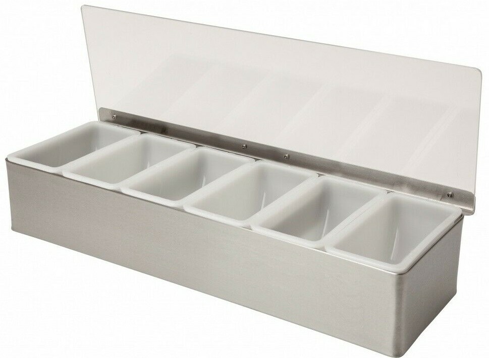 Bar Condiment Holder Stainless Steel Home Bar Dispenser Garnish 6 x 1Pint