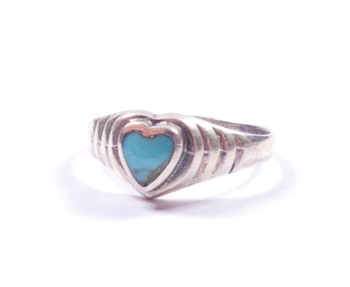 Turquoise Ring Love Heart Signet Style Ladies 925 Sterling Silver 2g - Picture 9 of 10