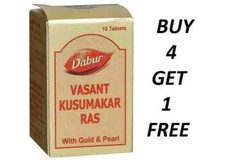 Vasant Kusumakar Ras with Gold & Pearl Tablets (10 Tabs) - Pack of 1