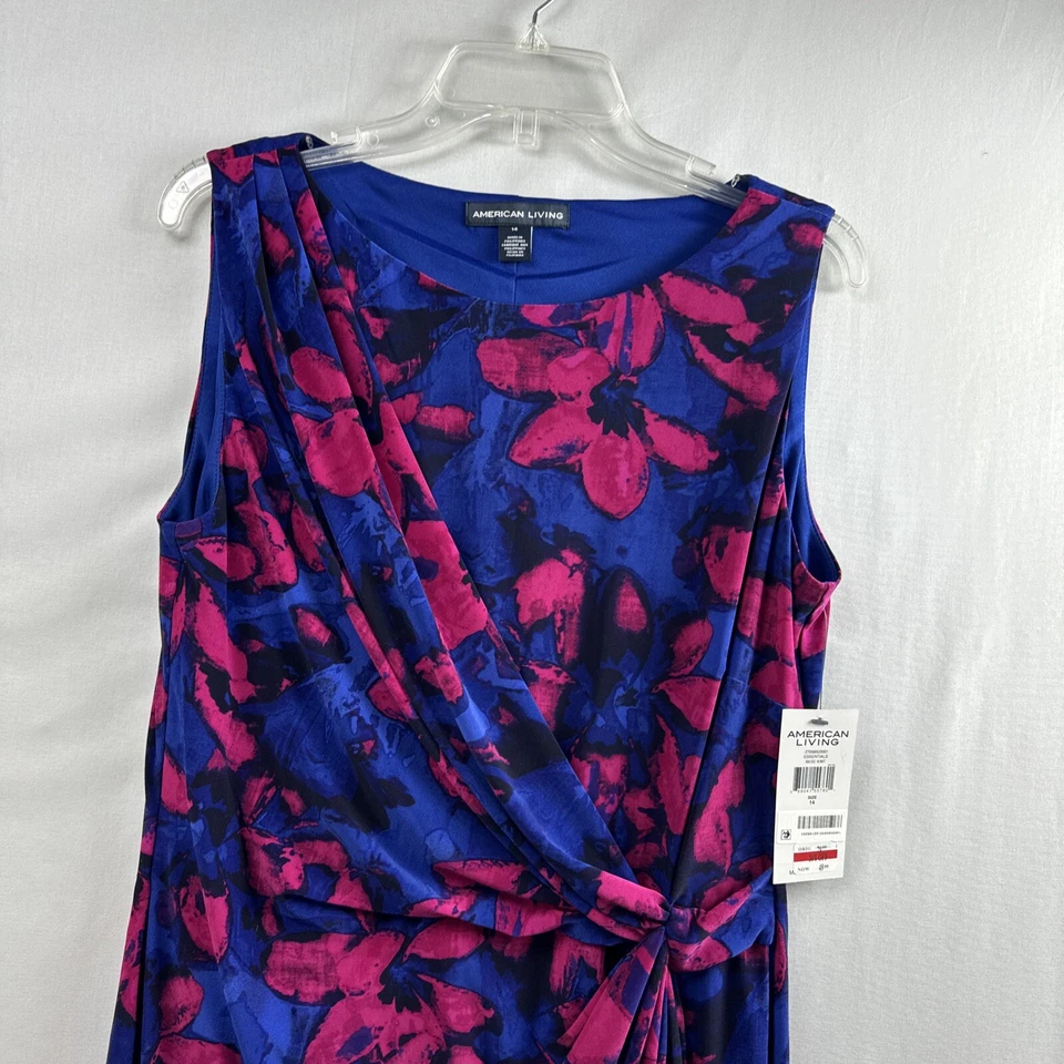 Vestido para mujer American Living floral envolvente sintético rosa azul funda talla 14 nuevo Foto 2 de 4