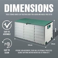 OUTDOOR GARDEN PLASTIC STORAGE SEAT UTILITY CHEST CUSHION SHED BOX TOOLS 114CM